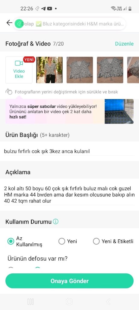 Buluz H&M Marka 44 beden ama dar kalıp 40.42 olur - 7