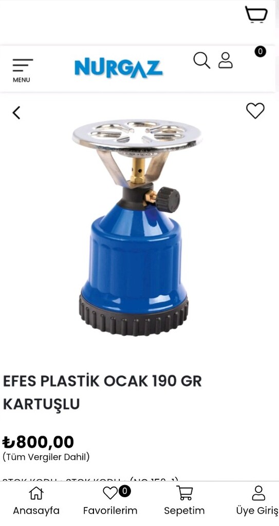 NURGAZ EFES PLASTİK OCAK 190 GR KARTUŞLU - 2
