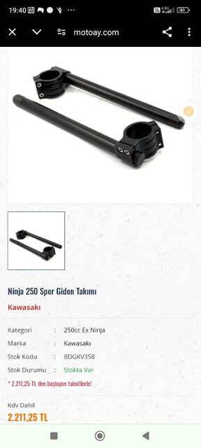 Kawasaki ninja spor direksiyon