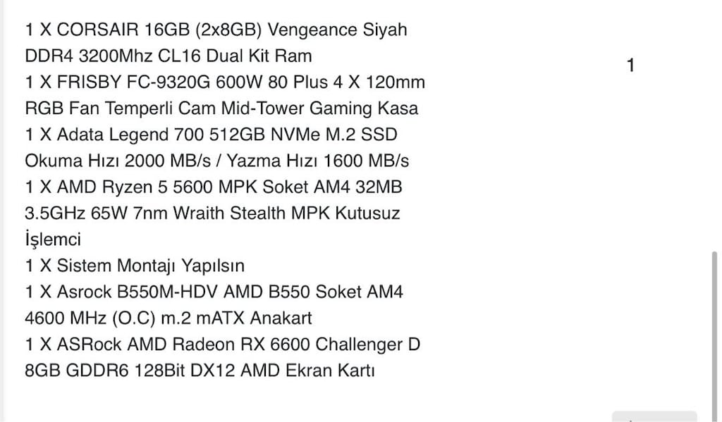 az kullanılmış oyun bilgisayarı Amd radeon rx 6600 16 gb Ram