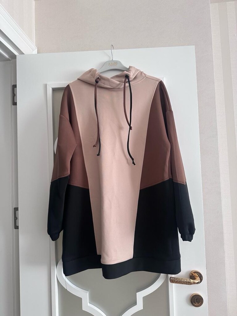 Drapeli Kahverengi Kadın Sweatshirt - 5