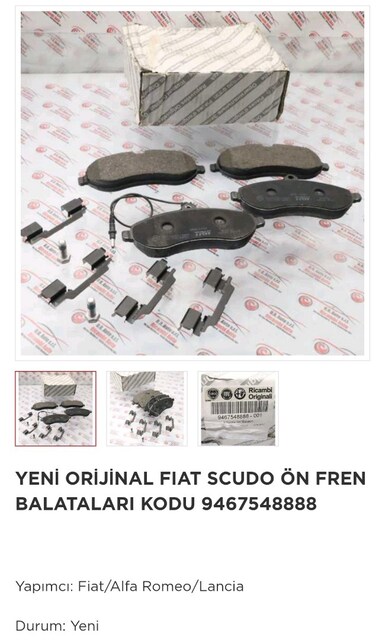 Fiat Scudo Orijinal Ön Fren Balatası – OEM 9467548888 (Ricambi Origina