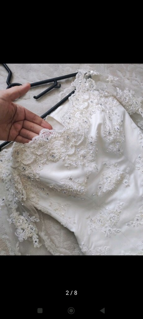 FRANSIZ DANTEL PRENSES GELİNLİK straplez romantik S - 5