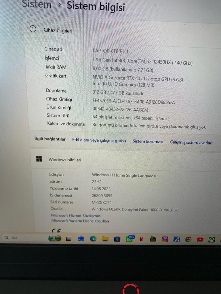 LENOVA LAPTOP 500GB 8GB RAM İhtiyaçtan satılık - 3