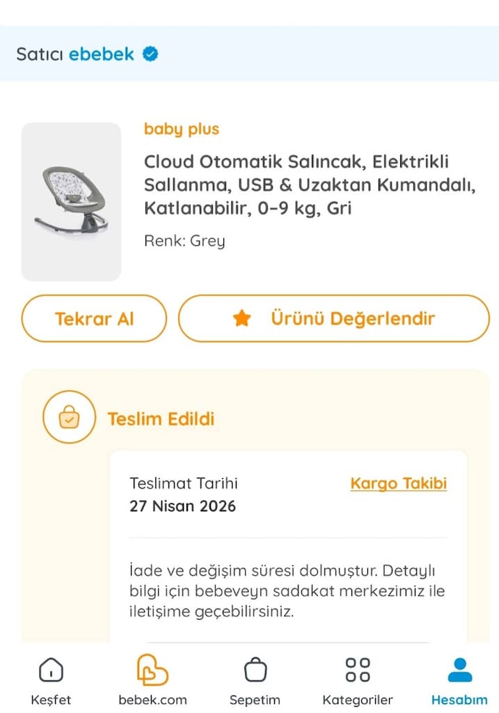 baby plus Cloud Otomatik Salıncak Gri - 3