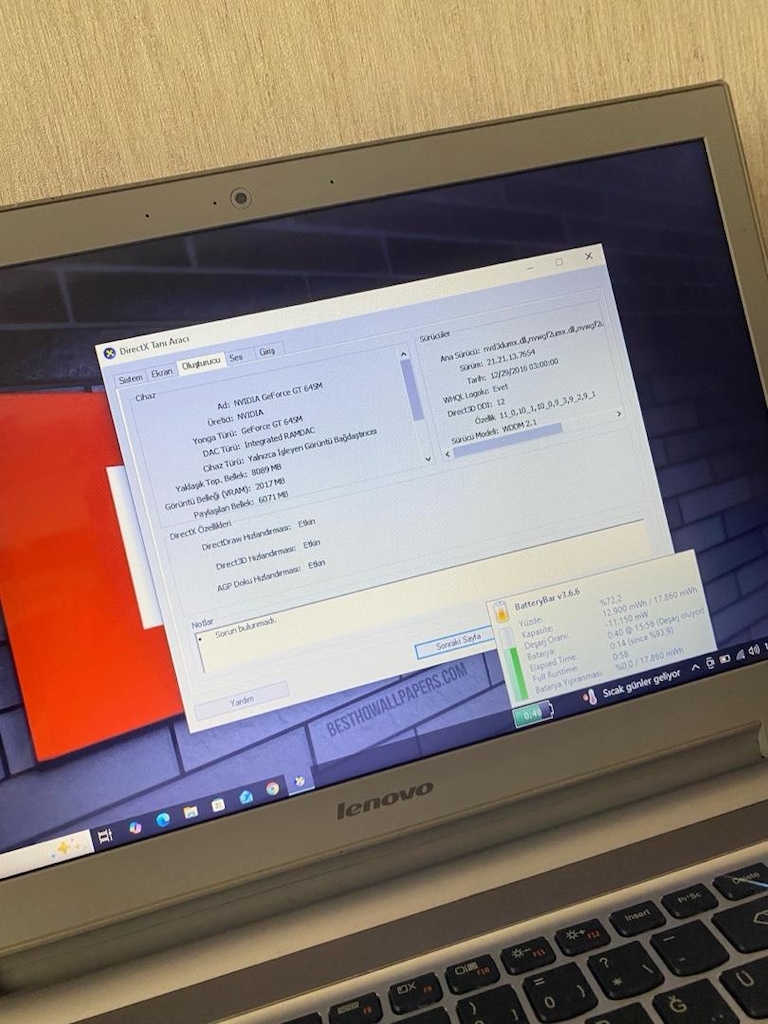 LENOVO-i5-12GB RAM-256GB SSD-2GB NVIDIA 645M 128Bit-BATARYALI-LAPTOP - 4