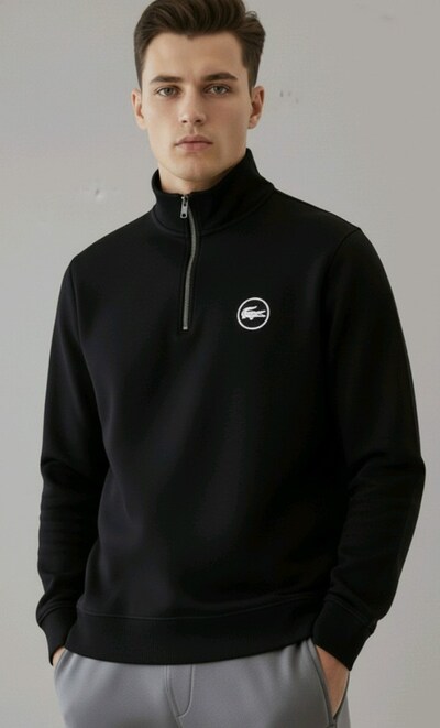 #Lacoste Siyah Fermuarlı Sweatshirt