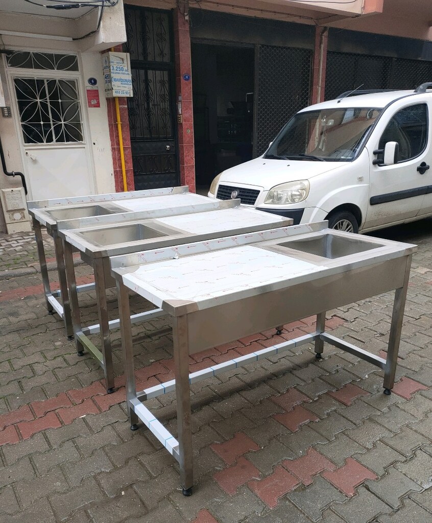 krom evye bulaşık yıkama lavabosu krom eviye tezgah hazır mutfak - 12