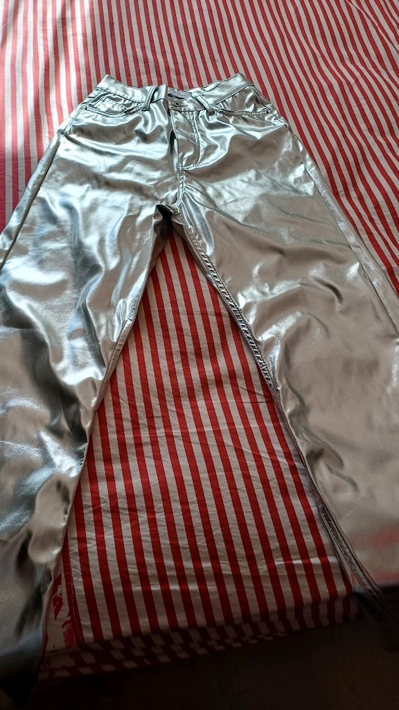 metalik gümüş pantolon - 2