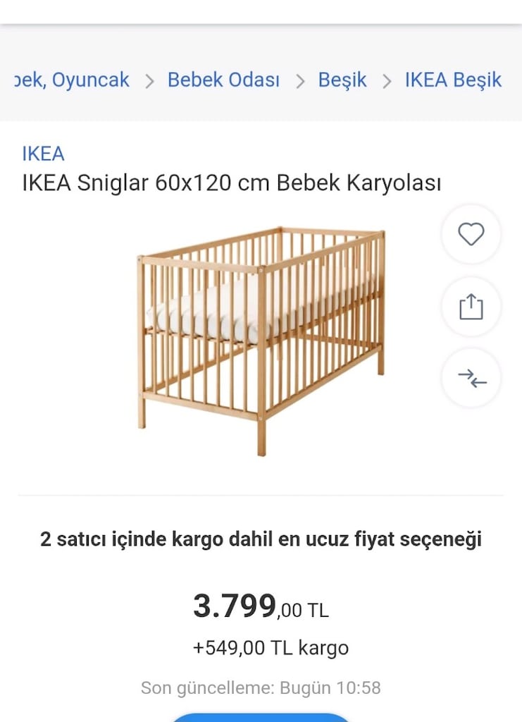 İkea bebek ahşap karyola - 2