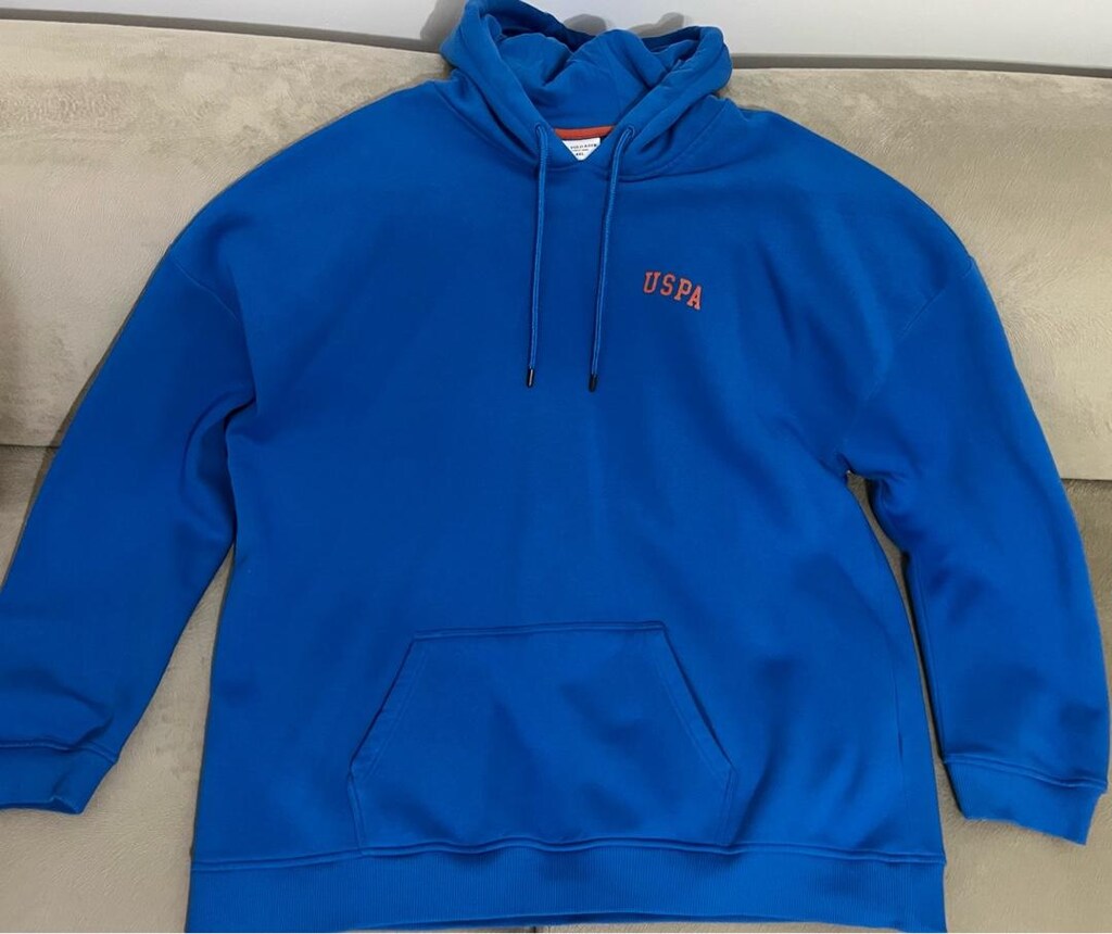 U.S POLO ASSN. - 4XL BEDEN - KOBALT MAVİ SWEATSHIRT(KAPÜŞONLU) - 4