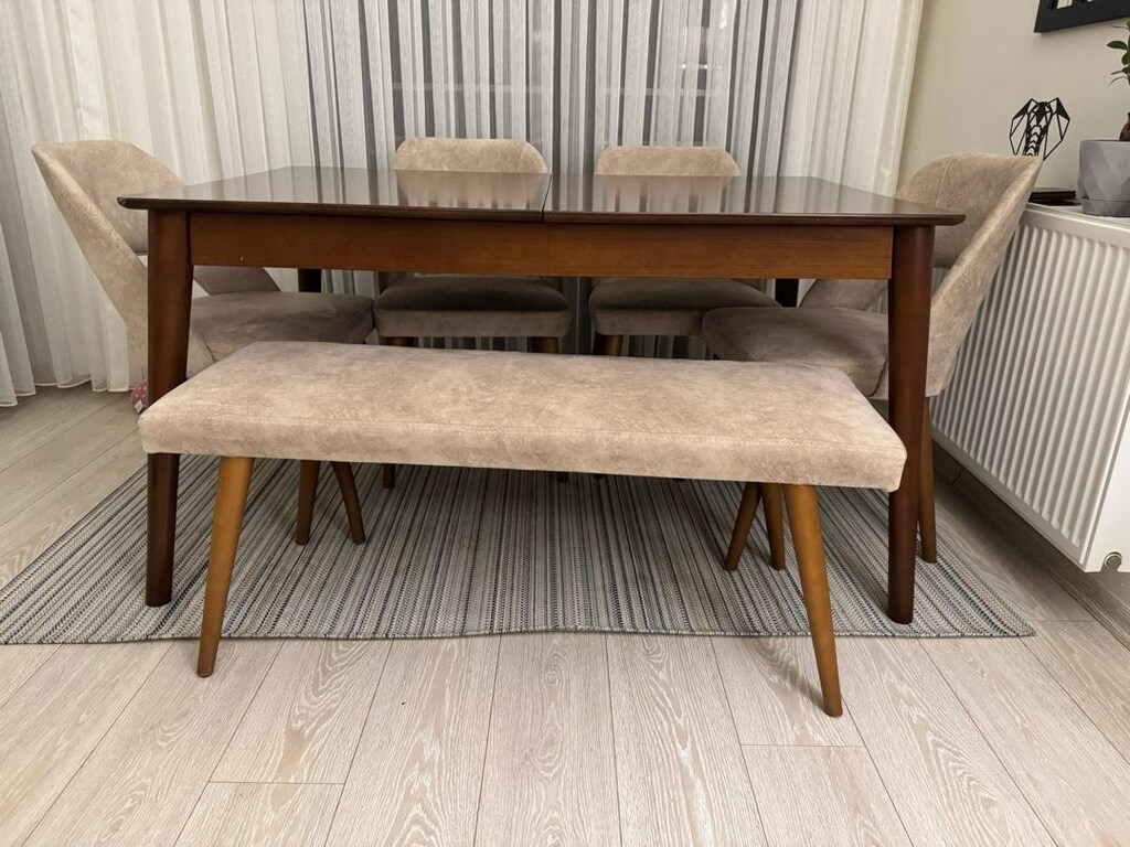 4 Sandalye + Masa + 1 Bench Yemek Odası Takım - 5