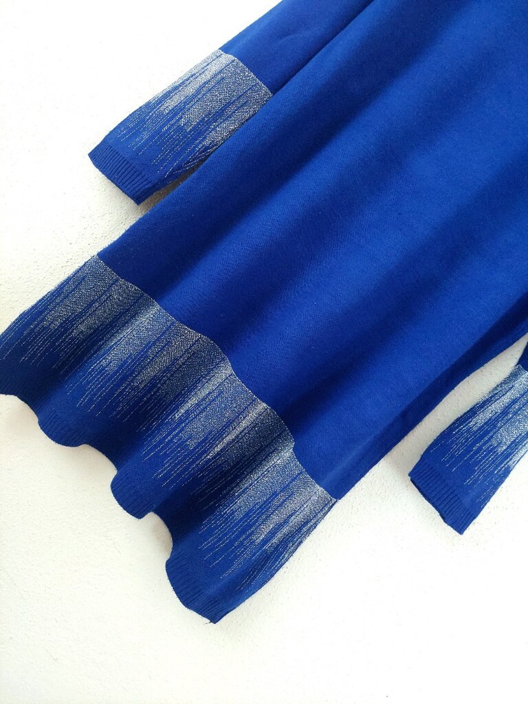 Bayan Saks mavi Desenli Kazak & tunik - 4