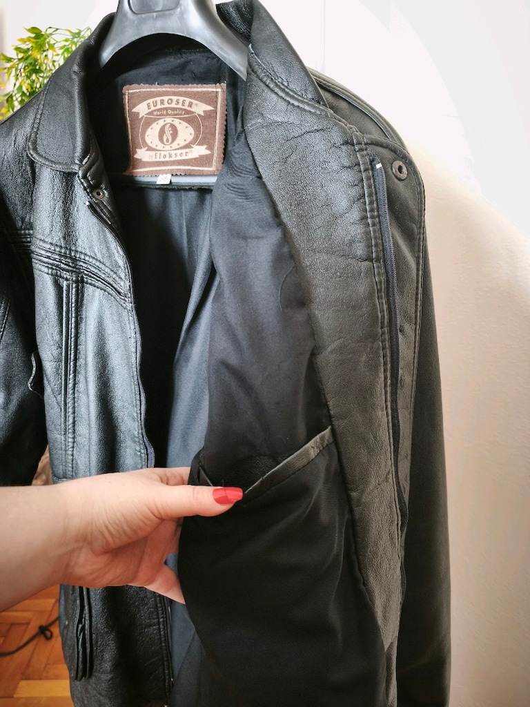 Vintage %100 Gerçek Sığır Derisi Erkek Ceket Unisex Oversize Beden 56 - 5