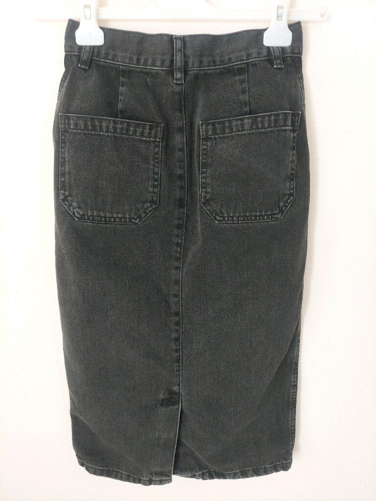 Önü çıtçıt düğmeli cepli Jean etek - 2
