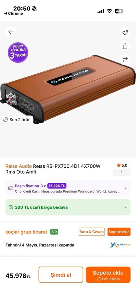 REİSS RS-PX 7400.4D TAMİRSİZ KANAL BAŞI 700 RMS - 15