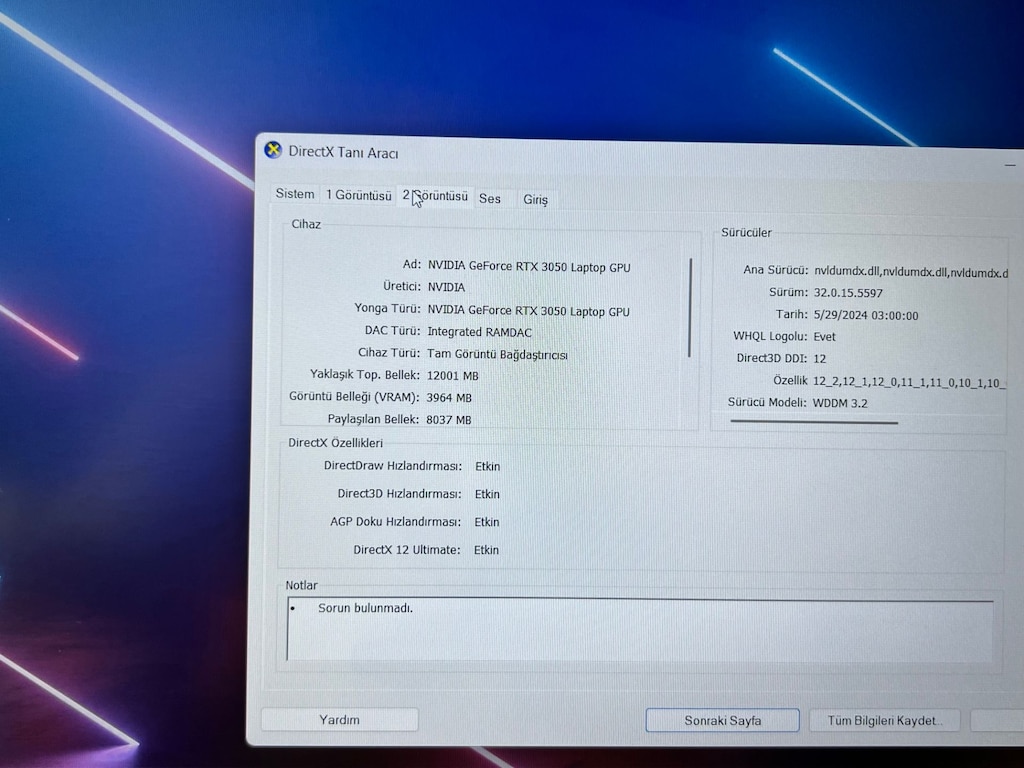 ASUS TUF F15 LAPTOP RTX3050 İNTEL İ5 11400H - 4