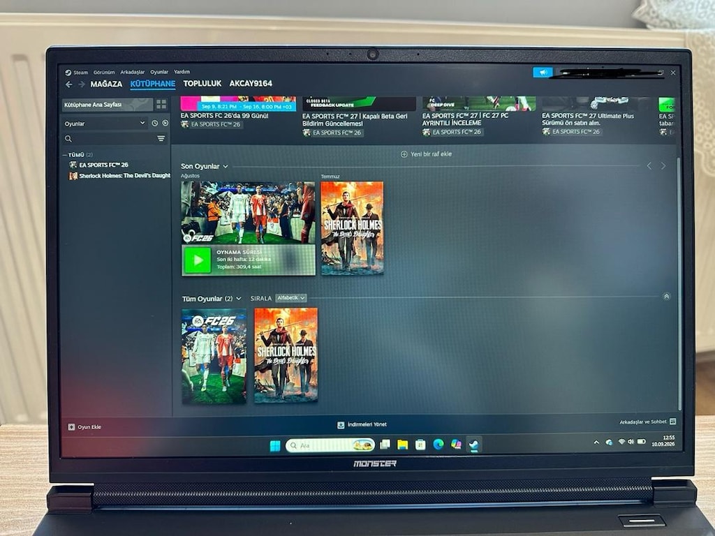 Sıfır Gibi Monster Tulpar T6 (RTX 5060) + PS5 Kolu + Çanta & Oyunlu Se - 9