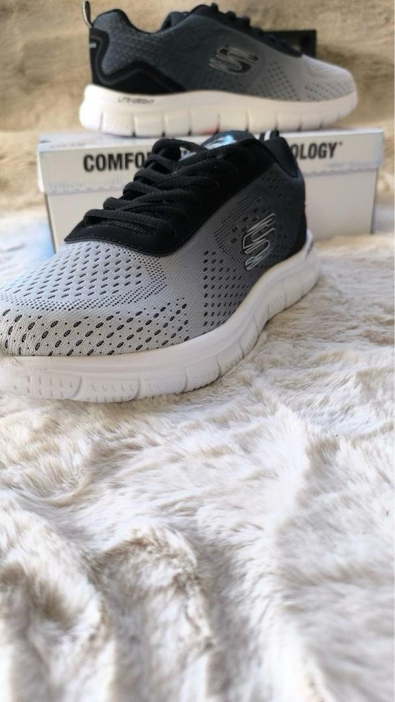‼SKECHERS TRACK ERKEK AÇIK GRİ / SİYAH