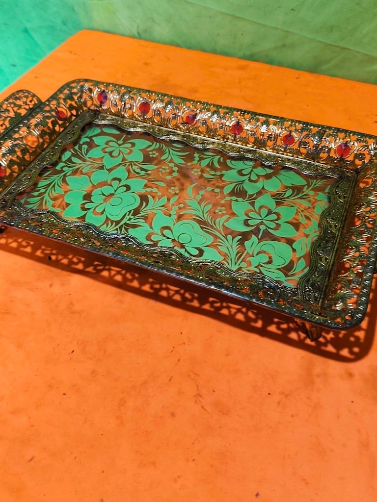 dekoratif işlemeli aynalı tepsi - 5