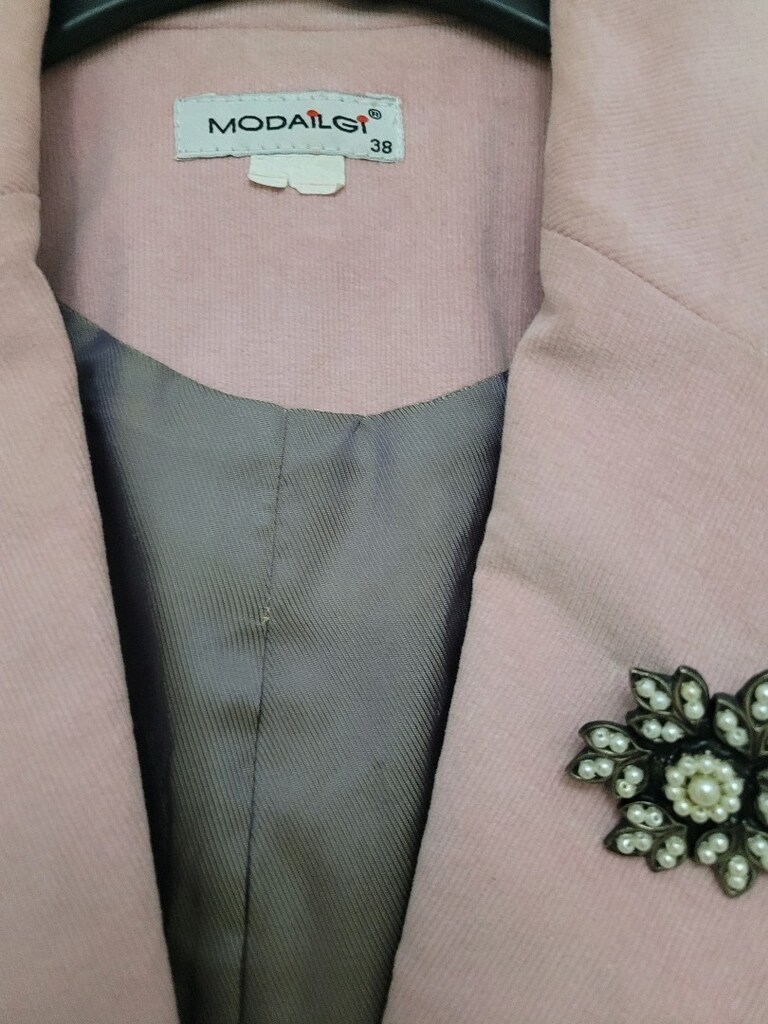 Moda İlgi 38 Beden Pembe Tek Düğmeli Blazer Ceket - 8
