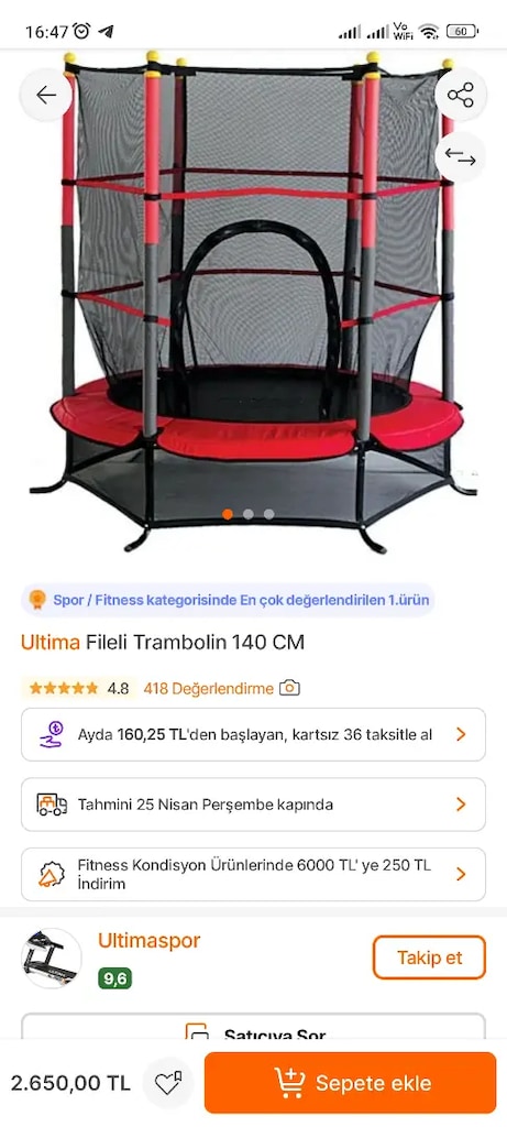 Ultima 140 cm Trambolin