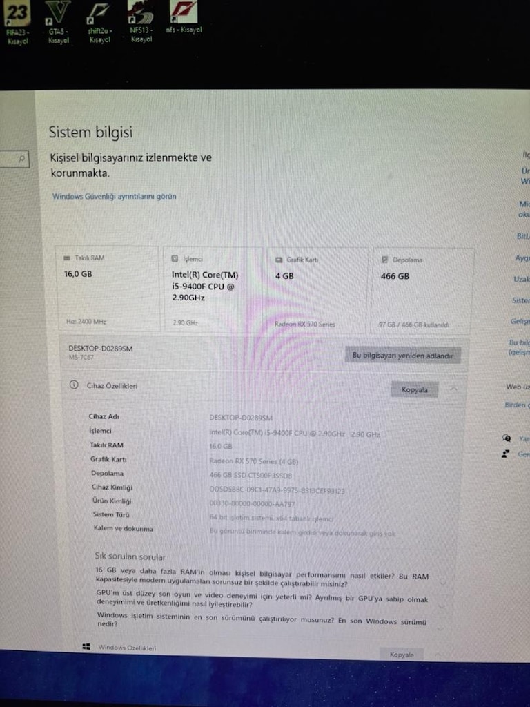 i5 9400f | 8gb RX580 ekran kartı | M2 ssd | Akvaryum kasa - 10