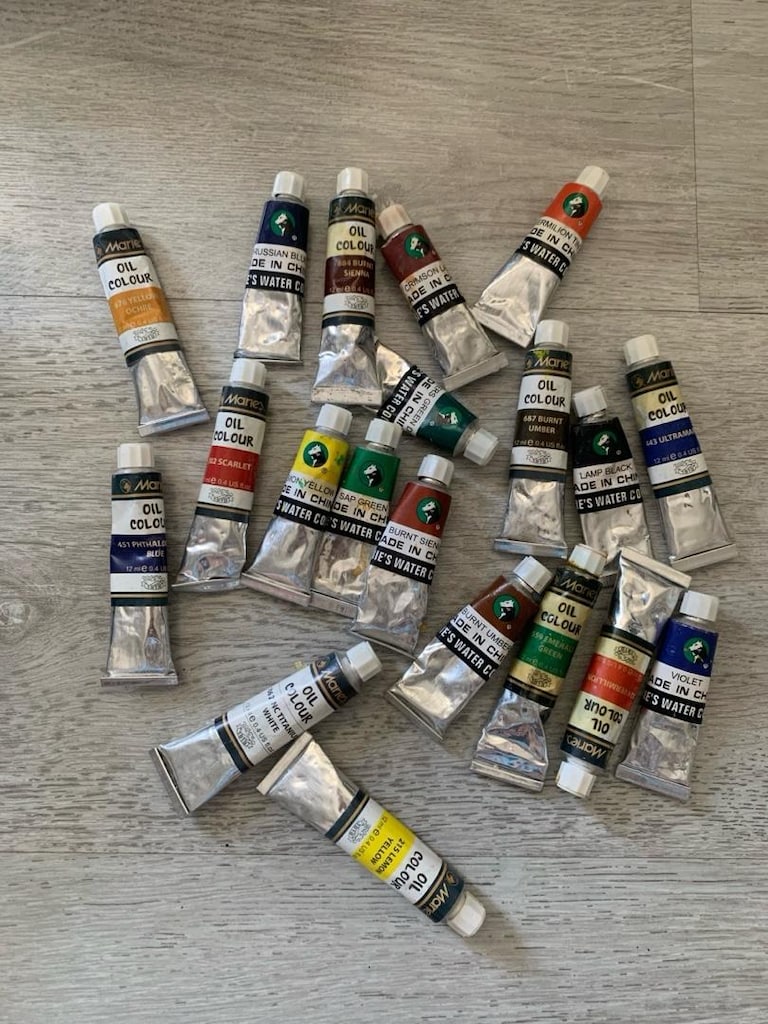 Maries Oil Colour 12li +Fırça+Spatula+ Yağlı Boya 12ML +Seramik Hamuru - 6