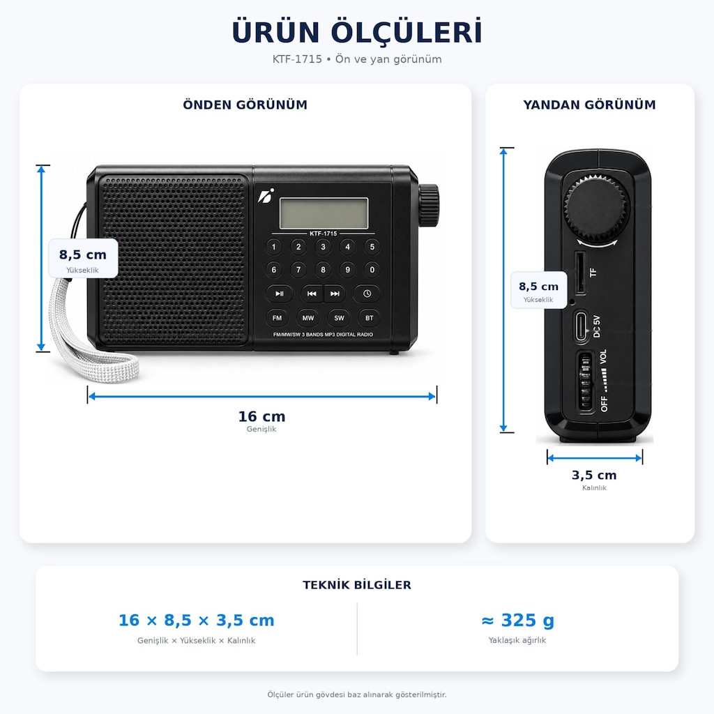 Dijital Ekranlı 3 Bandlı Taşınabilir Radyo Bluetooth Hoparlör - 4