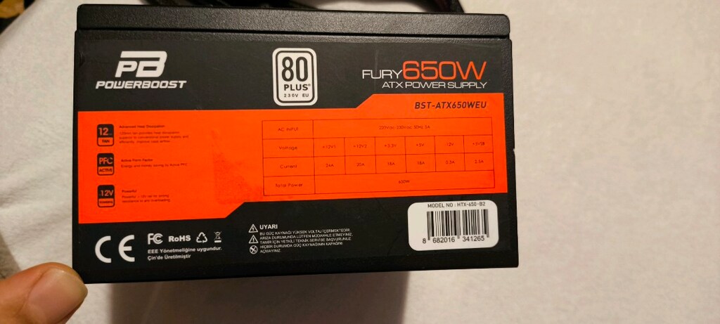 Temiz - Power Boost Fury 650W 80+ APFC Güç Kaynağı (PSU) - 11