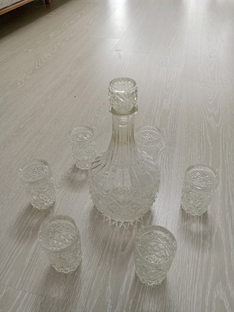 eski kristal sürahi takımı (vintage) - 2