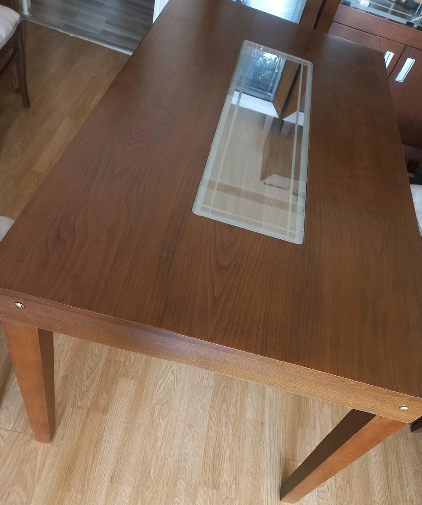 yemek masası +2 adet vitrin,gümüşlük takımı, ceviz renk,cam detaylı - 2