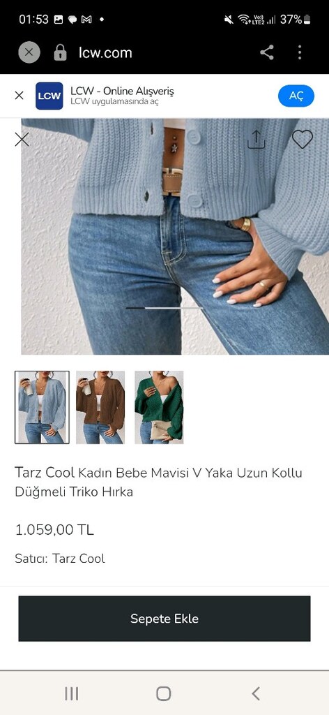 lcw Kadın Bebe Mavisi V Yaka Uzun Kollu Düğmeli Triko Hırka