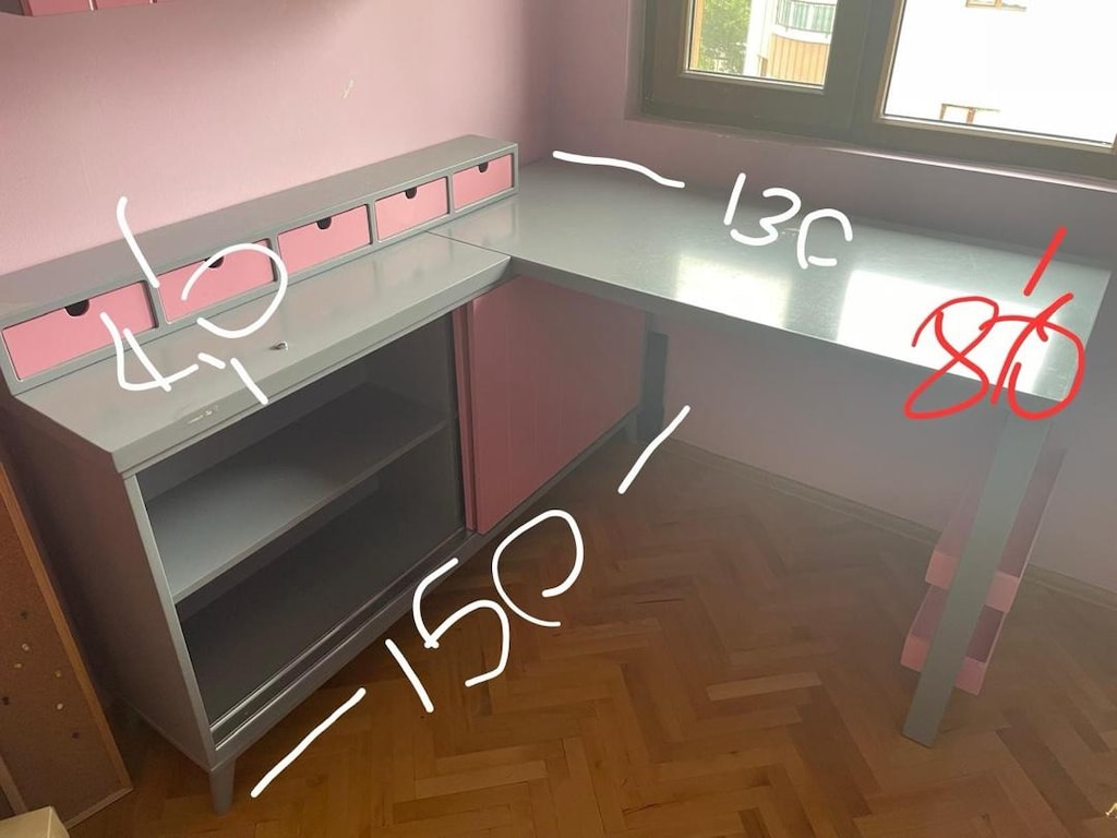 Kız odası çalışma masası ve kitaplık - 6