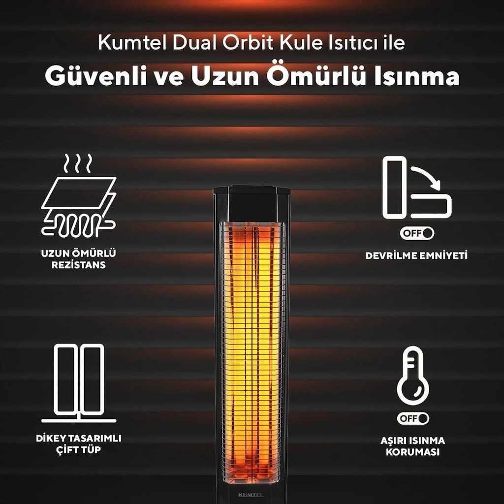 Elektrikli Isıtıcı (Kumtel MH-1800 Orbit 1800 W kule tipi infrared) - 4
