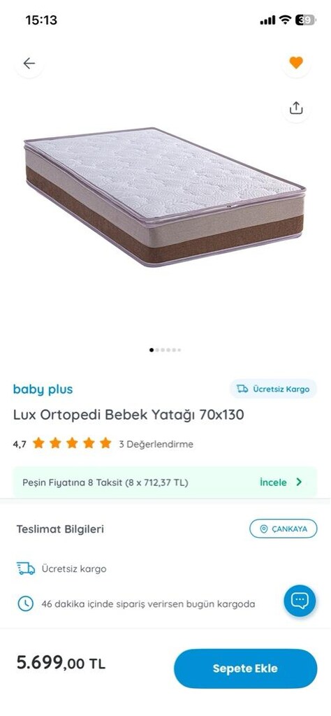 Ebebek Baby Plus Lux Ortopedi Yaylı Bebek Yatağı 70x130 - 2