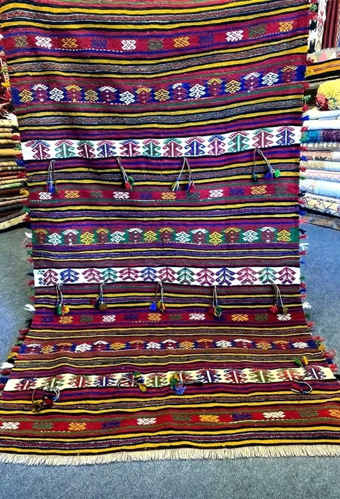 Antika Derbent Konya El dokuma dekoratif yün kilim - 3