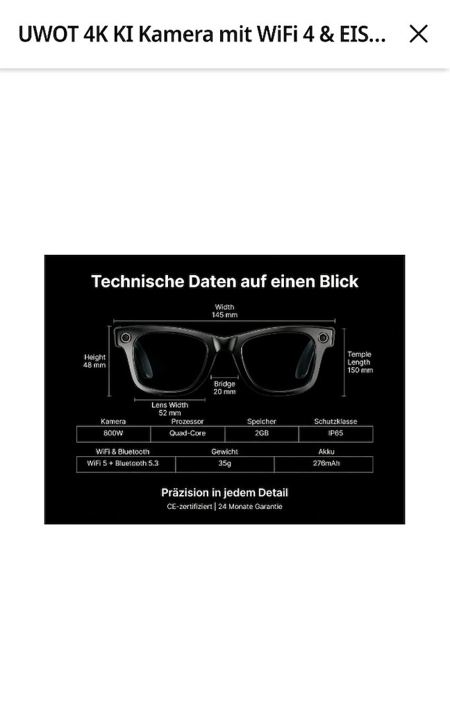 smart Glasses uwot 4k kameralı - 8