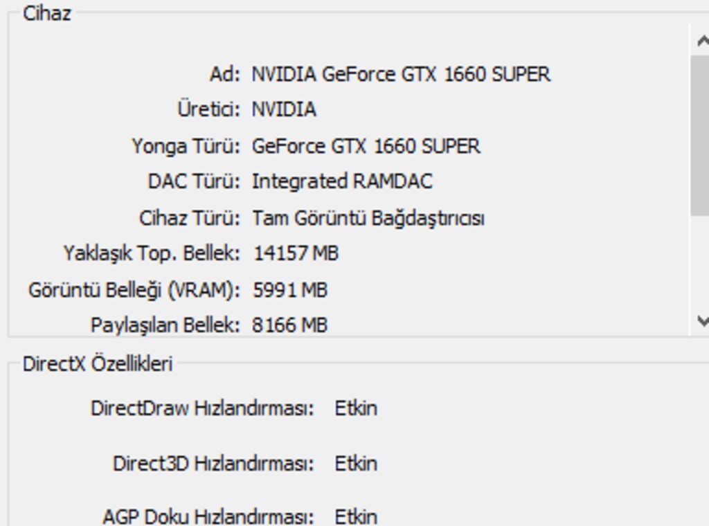 GTX1660 SUPER E.K/RYZEN 5 3600 İŞLEMCİ/16GB RAM/512 SSD - 8
