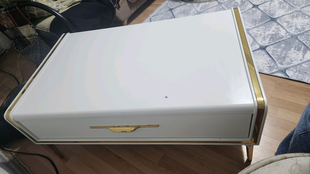 Gold beyaz karışımı orta sehpa lake boya ağır bir masa - 6