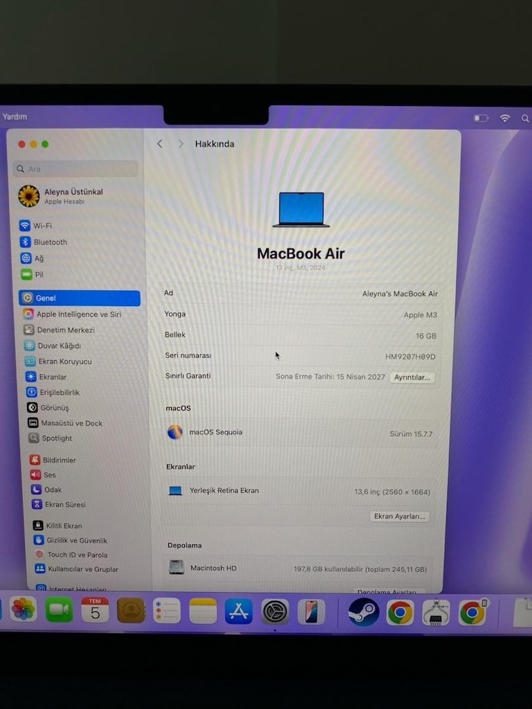 Tertemiz az kullanılmış M3 Mac bilgisayarım satılıktır - 4