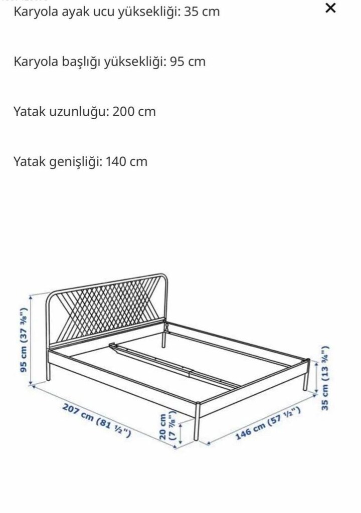İkea NESTTUN 140/200 perforje karyola ve yatak - 3