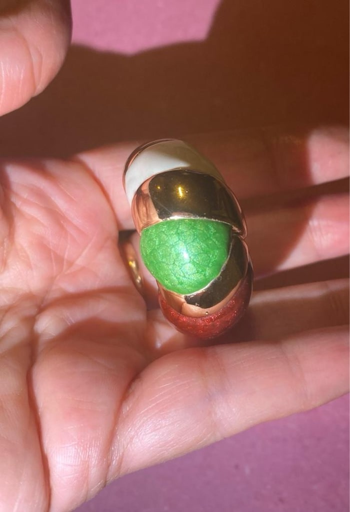 Vintage Mineli Halka Küpe - 3