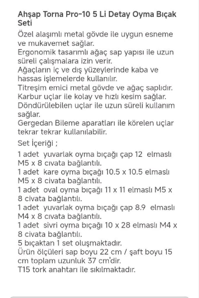 ahşap torna oyma bıçağı seti - 4