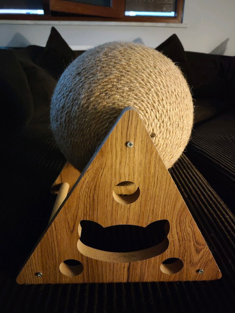 Büyük Boy XXL Hasır Kedi Tırmalama Topu | Ahşap Standlı | 26 cm - 3