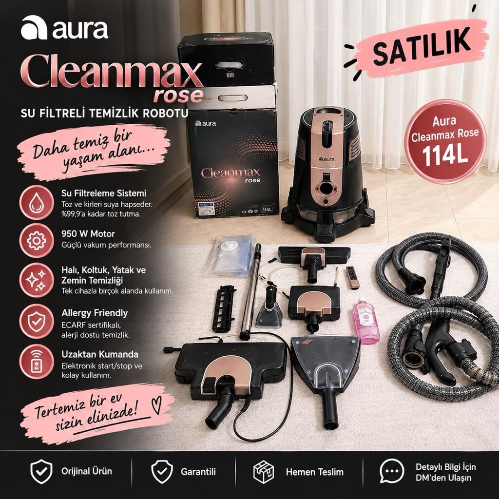 Sıfır Elektirikli Süpürge Cleanmax Rose 114L - 2