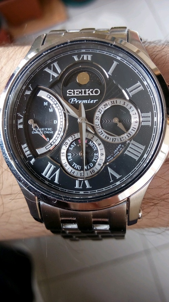 SIFIR Seiko Premier Moonphase Kinetik Otomatik Saat Çelik Kordon Kasa - 8