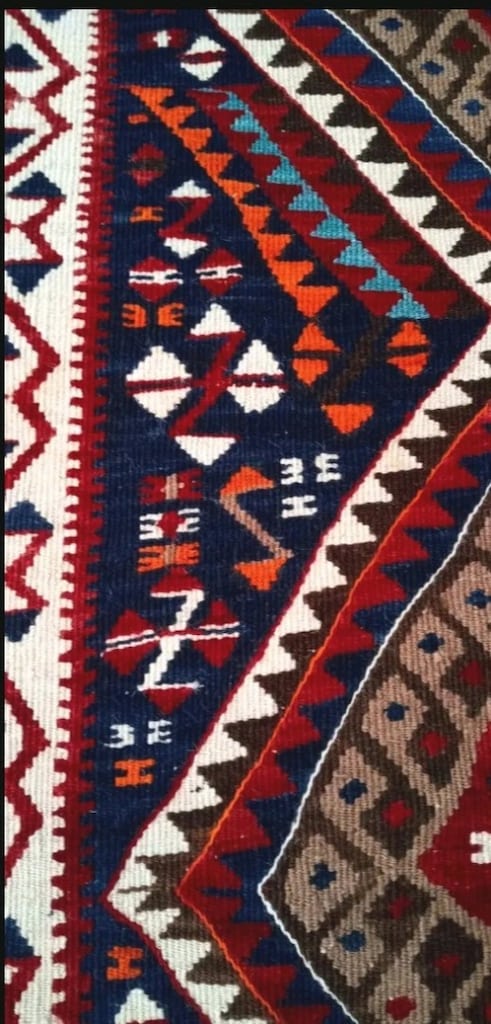 Antika Van El Yapımı dokuma yün kilim - 3