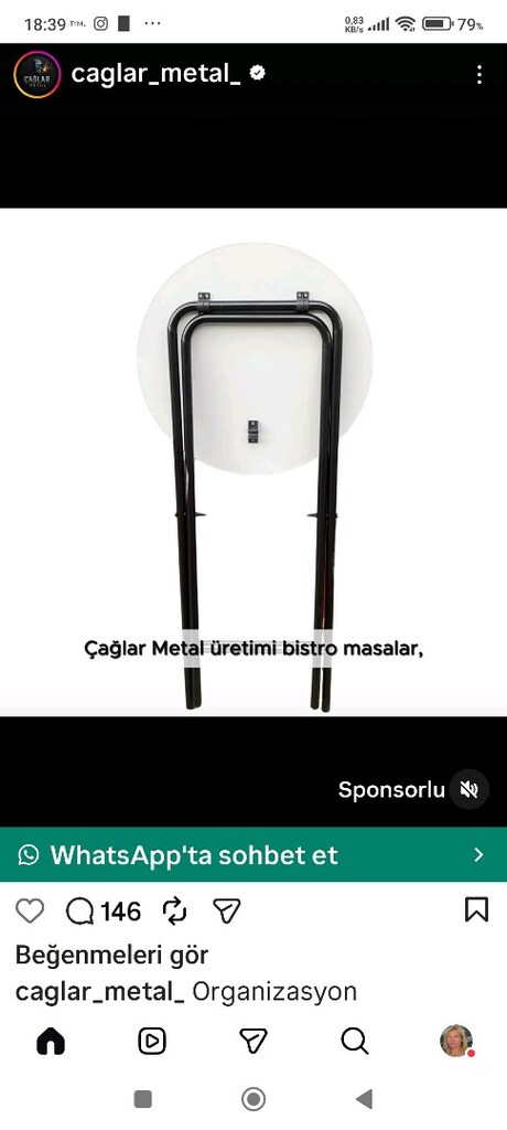Bistro katlanır masa 1 adet - 2