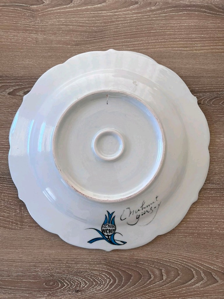 Mehmet Gürsoy İmzalı, Orijinal İznik Çinisi Kalyon Tabak (31 cm) - 3